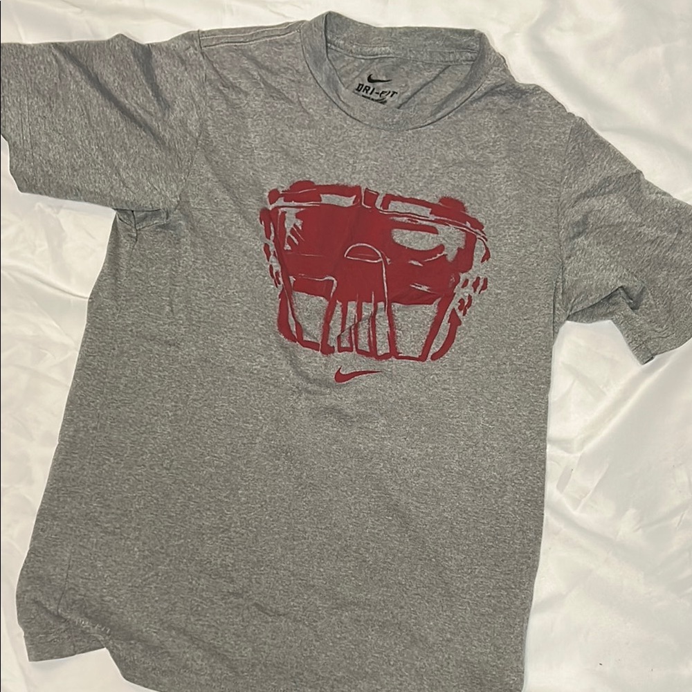 Nike Kid’s Gray T-Shirt with Red Graphic